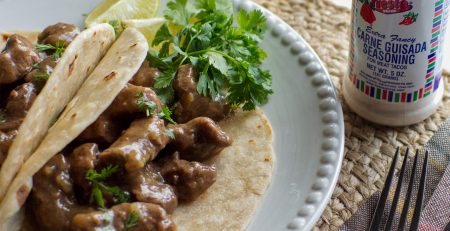 Bolner’s Fiesta Brand Carne Guisada Seasoning for slow-cooked beef or pork tacos.