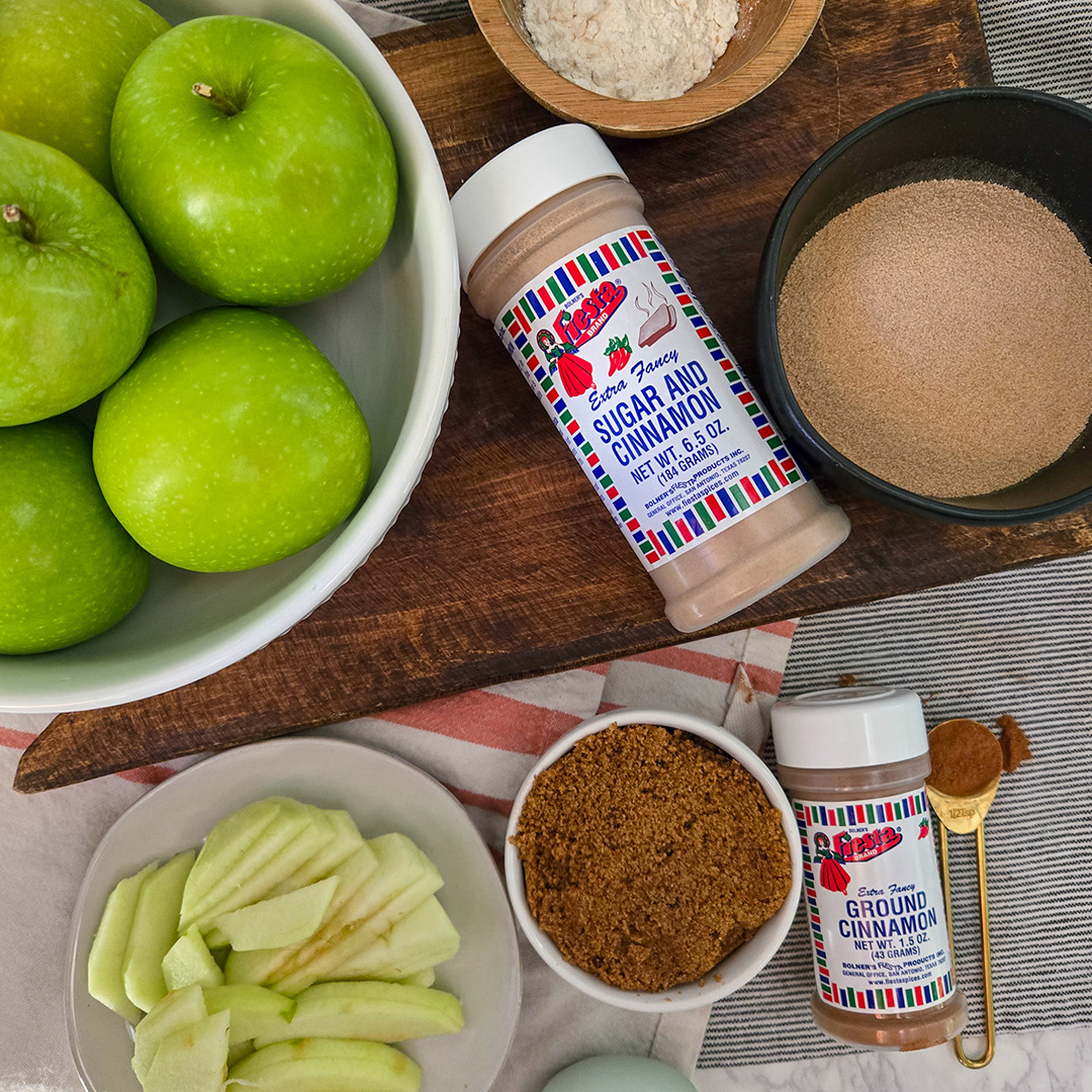 Ingredients for making an apple pie