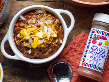 Beautiful bowl full of freshly prepared Bolner Family Deluxe Chili ready to eat!