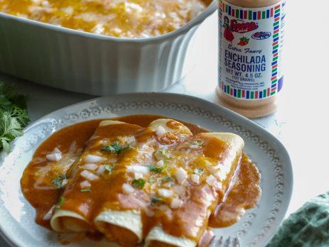 Plate showing three Enchiladas ready to serve