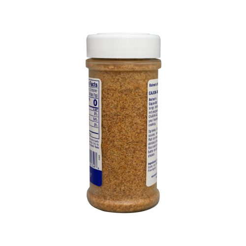 Medium size jar of Cajun-All Seasoning seven ounces back of jar