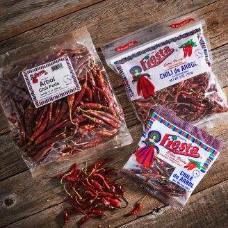 Chili de Arbol collection three different sizes in cellophane bags